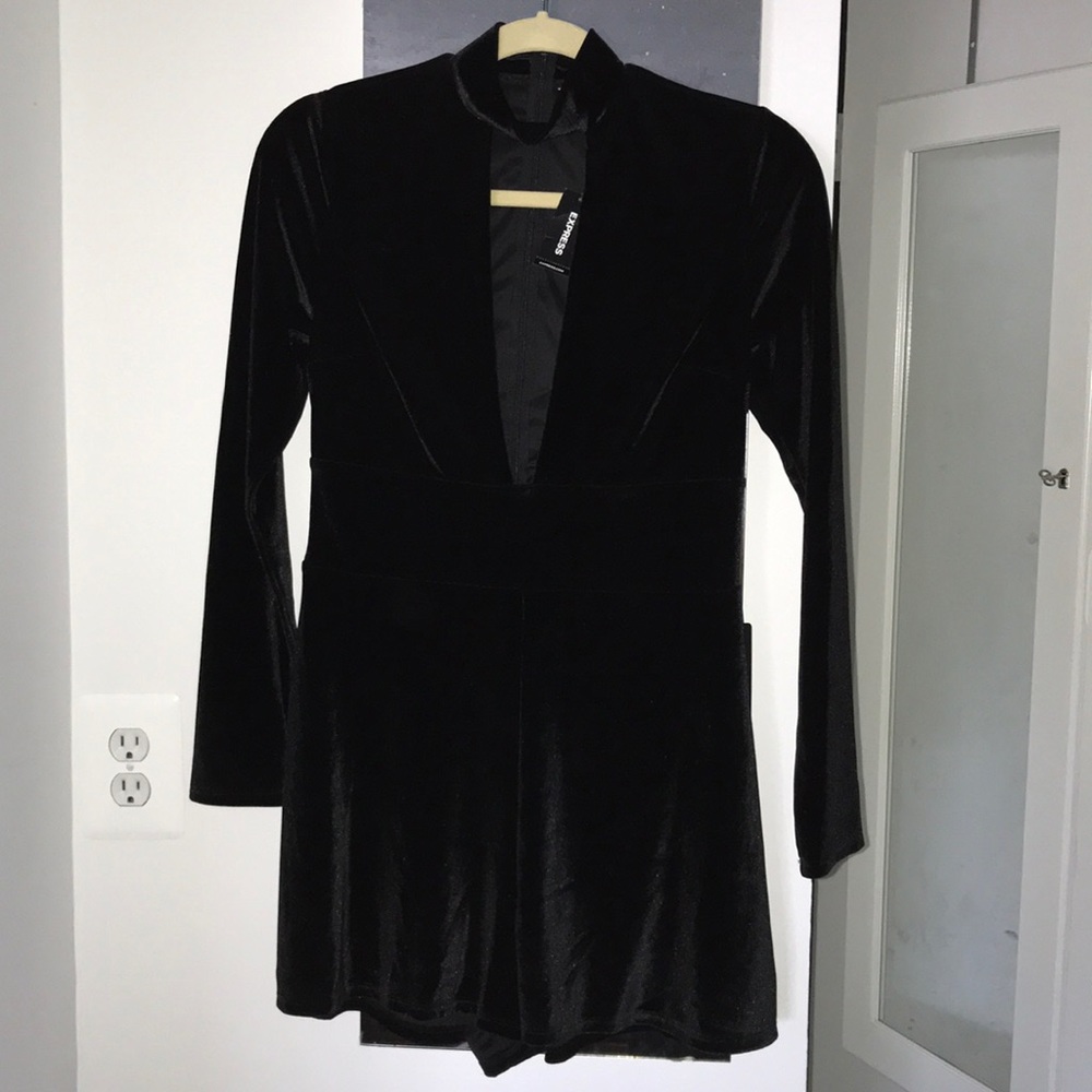 Black velvet romper